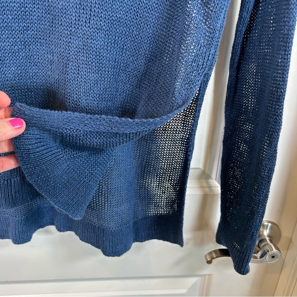 Eileen Fisher Cobalt Blue Organic Open-Weave Crewneck Sweater women’s Size XS‎ - Picture 5 of 11